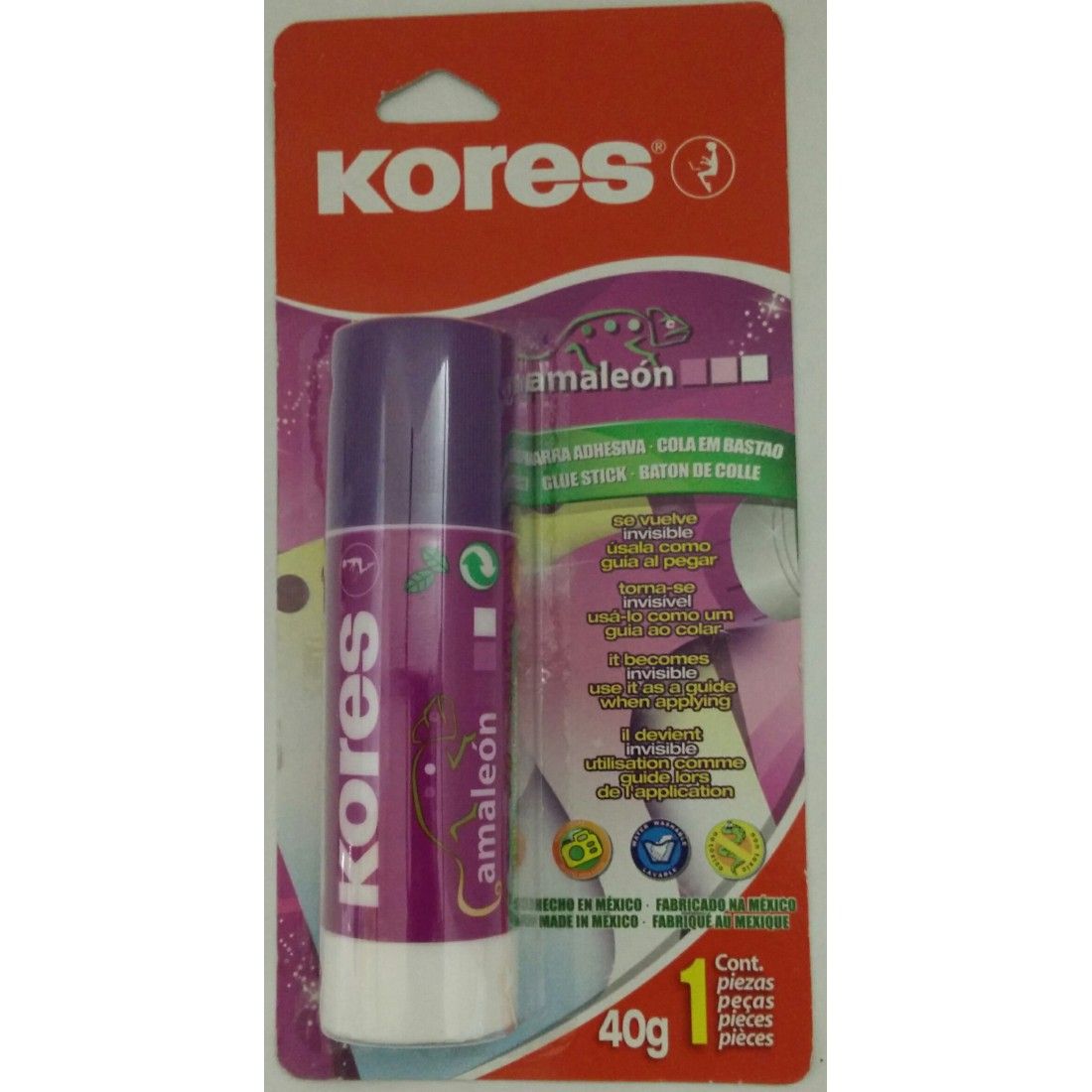 LAPIZ ADHESIVO KORES CAMALEON MORADO 40GMS 131543