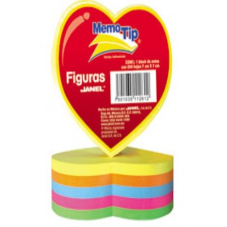 BLOCK MEMOTIP JANEL CORAZON 3X3 7.5X7.5CMS 250H 122206