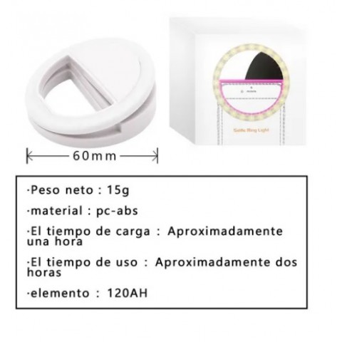 CLIP-ON RECARGABLE SELFIE ARO LUZ LED PARA CELULAR