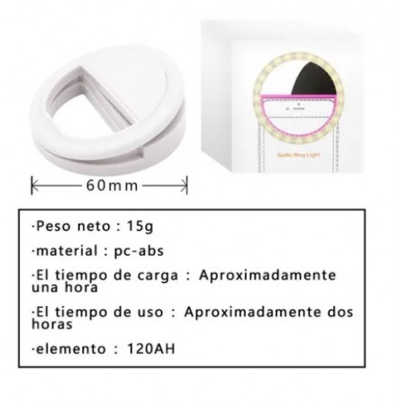 CLIP-ON RECARGABLE SELFIE ARO LUZ LED PARA CELULAR
