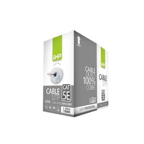 BOBINA DE CABLE MARCA GHIA CAT5E UTP CCA COLOR GRIS 305MTS