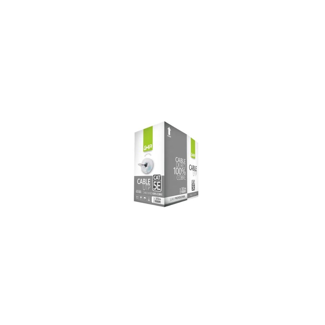 BOBINA DE CABLE MARCA GHIA CAT5E UTP CCA COLOR GRIS 305MTS