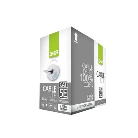 BOBINA DE CABLE MARCA GHIA CAT5E UTP CCA COLOR GRIS 305MTS
