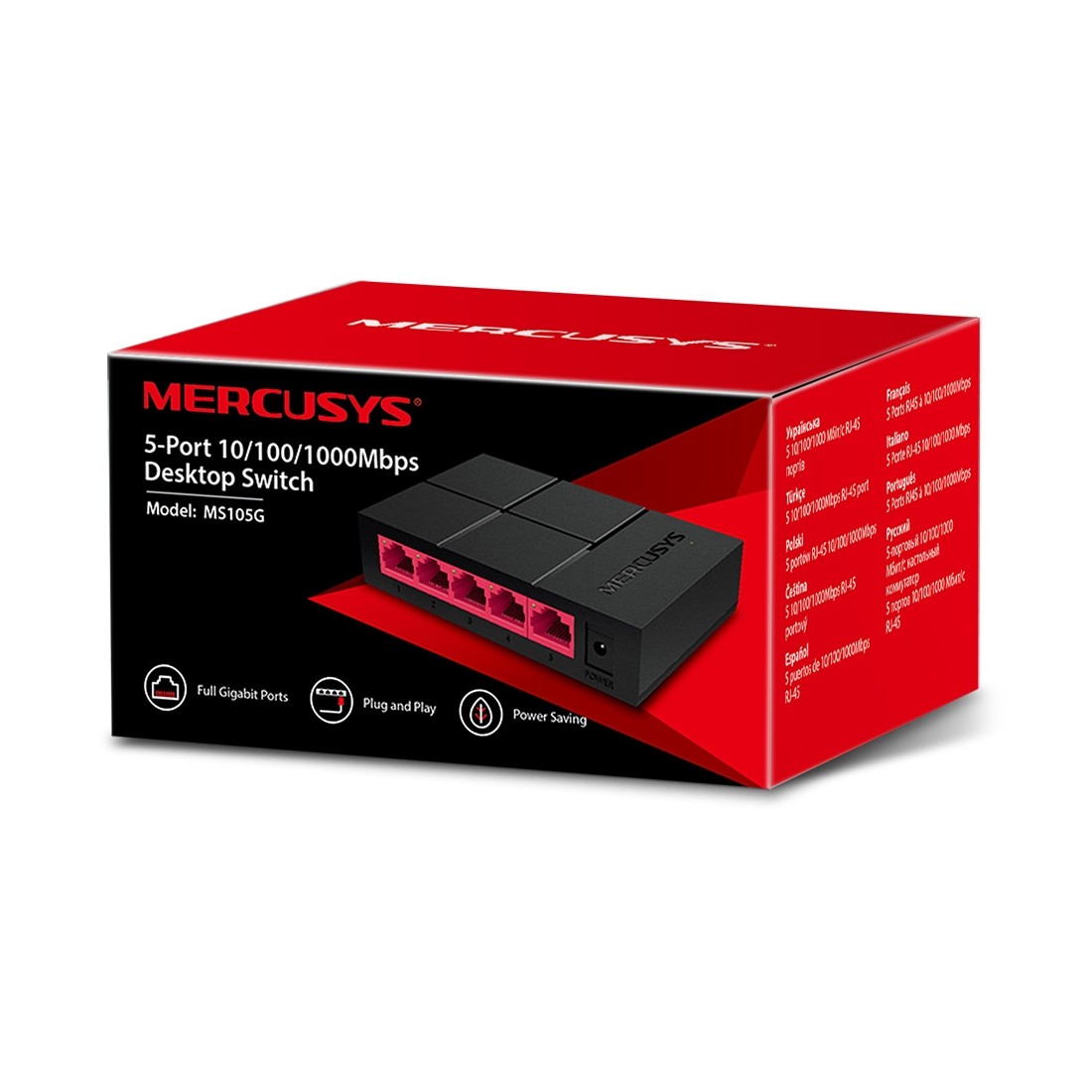 SWITCH MERCUSYS MS105G DE ESCRITORIO 5 PUERTOS GIGABIT