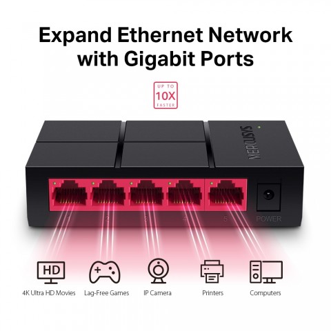 SWITCH MERCUSYS MS105G DE ESCRITORIO 5 PUERTOS GIGABIT