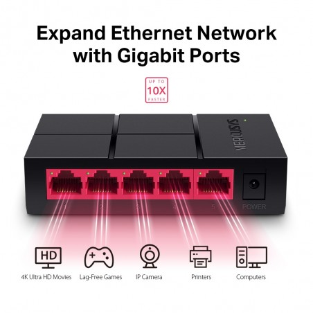 SWITCH MERCUSYS MS105G DE ESCRITORIO 5 PUERTOS GIGABIT