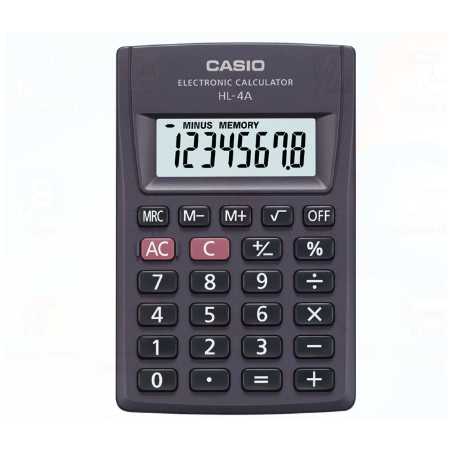 CALCULADORA BASICA ESCOL. CASIO HL4AS 8DIG BATERIA 087275