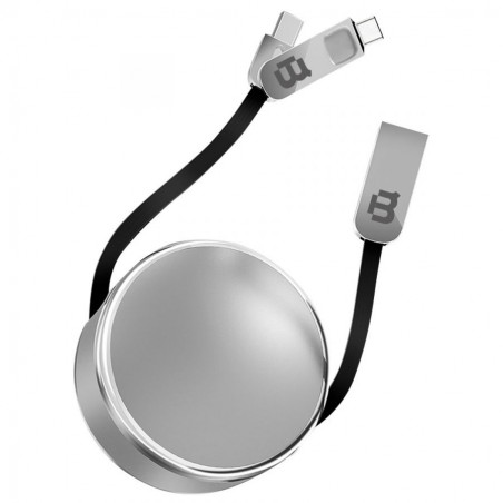 CABLE BLACKPCS CA-RETRACTIL V8-C PLATA PLASTICO 2.1A