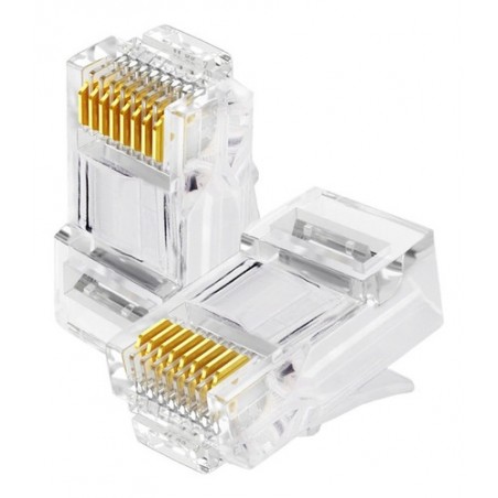 PLUG CONECTOR RJ45 PARA CABLE DE RED 100 PIEZAS BOLSA