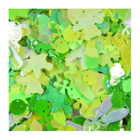 LENTEJUELAS FIGURAS COLOR VERDE BEBES B/50G FM 3375