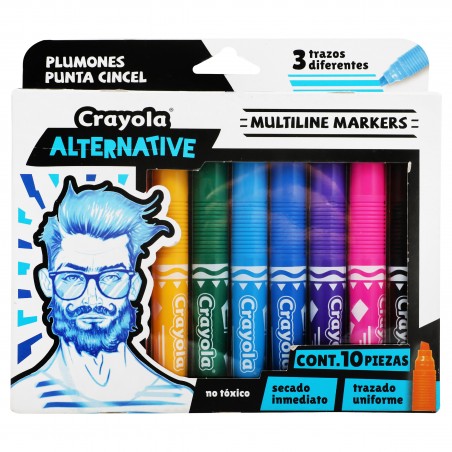 ESTUCHE PLUMONES CRAYOLA C/10 ALTERNATIVE P/CINCEL 150101