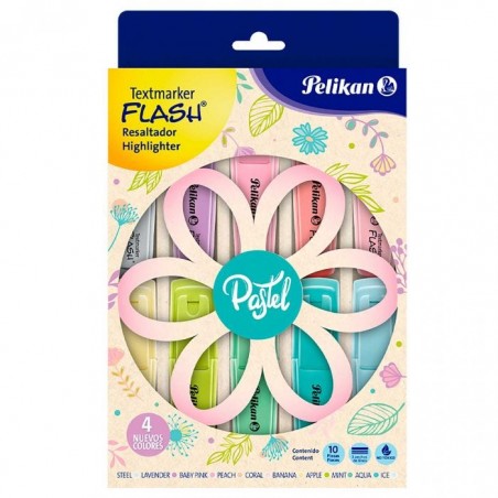 MARCADOR RESALTADOR PELIKAN C/10 COLS. PASTELES 134323