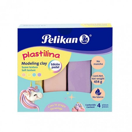 PLASTILINA C/4 BARRAS PELIKAN COLS. PASTEL 149429