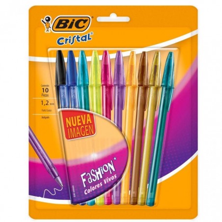 BOLIGRAFO P/MED. 1.2MM BIC FASHION BL/10 SURTIDOS 121091