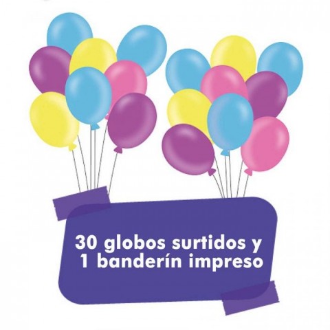 KIT DECORACION PAYASO UNICORNIO C/30 GLOBOS No. 9 58079
