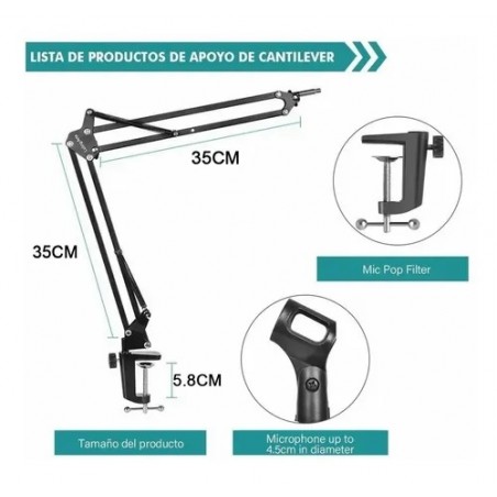 SOPORTE BRAZO MICROFONO CONDENSADOR PARA ESTUDIO GRABACION
