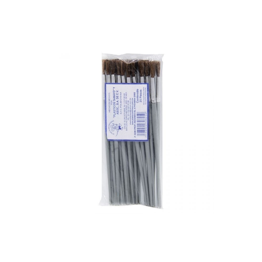 PINCEL SEMIPRO 1 PIEZA TAMAÑO 8 GRIS MANGO DE PLASTICO 19307