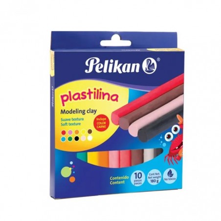 PLASTILINA C/10 BARRAS PELIKAN COLS.SURTIDOS CAJA 49434
