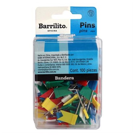 PINES BANDERAS BARRILITO CAJA C/100 PZAS SKU: PIN11