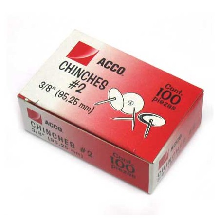 CAJA DE CHINCHES No.2 ACCO 100 PIEZAS P2629