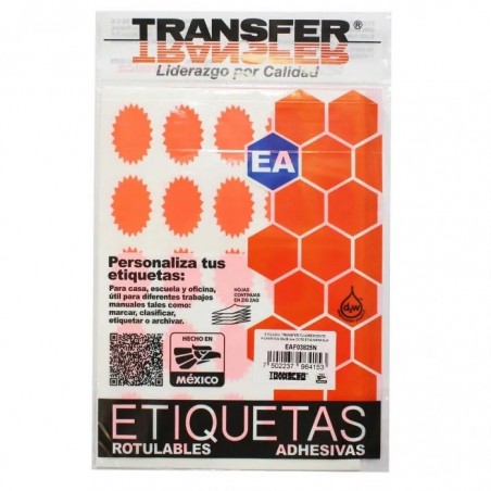 ETIQUETA FLOUREC. NARANJA TRANSFER 38X25MM C/176 66689