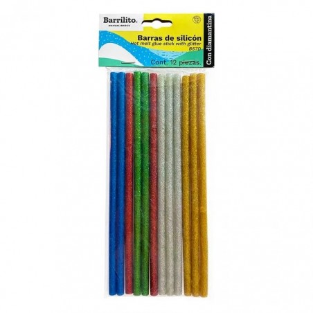 BOLSA BARRAS DE SILICON BARRILITO 7MM DIAMANTINA C/12 PZAS