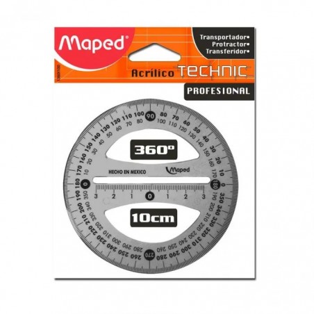 TRANSPORTADOR ACRILICO MAPED 1360 10CM 360 GRADOS 17915