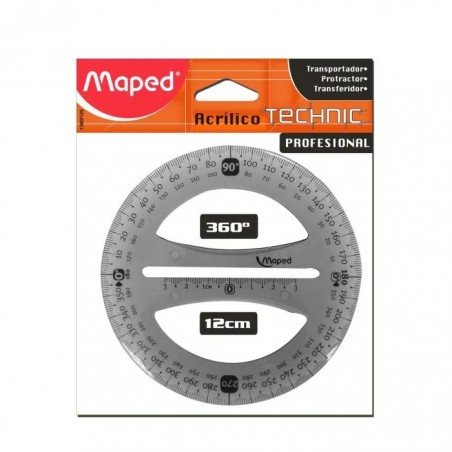 TRANSPORTADOR ACRILICO MAPED 1360 12.5CM 360 GRADOS 17916