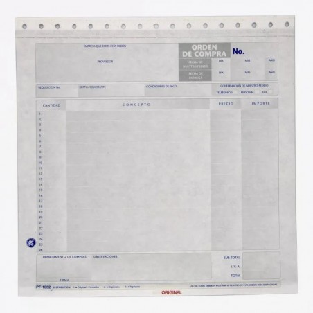 ORDEN DE COMPRA C/CARBON POLIF. PF1052 C/25 JGOS PAQ 557793