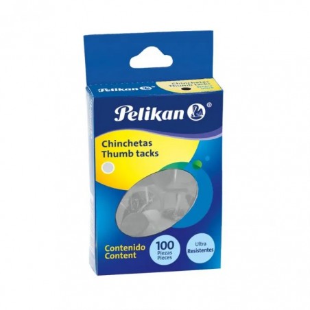 CHINCHETAS PELIKAN C/100 CABEZA METAL COLS NIQUELADO 47101
