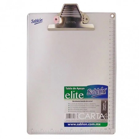 TABLA AGARRAPAPEL CARTA SABLON ALUMINIO C/CLIP MET. 11828