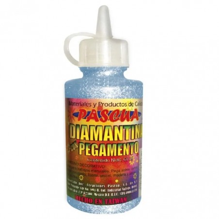 PEGAMENTO C/DIAMANTINA PASCUA FCO C/60ML. AZUL PASTEL 29780