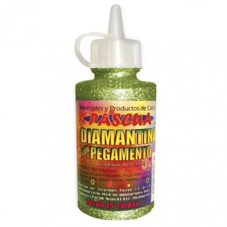 PEGAMENTO C/DIAMANTINA PASCUA FCO C/60ML. VERDE LIMON 29780