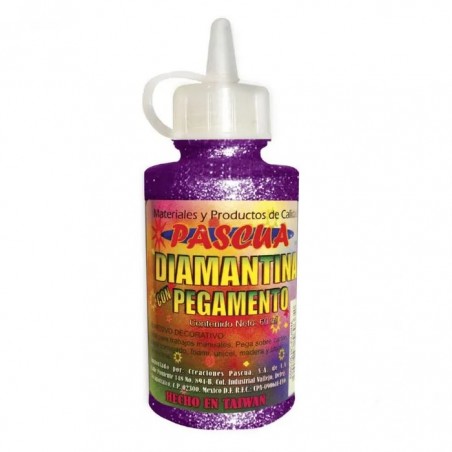 PEGAMENTO C/DIAMANTINA PASCUA FCO C/60ML. MORADO 29780