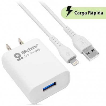 10.5W CARGADOR BROBOTIX COMBO CARGA RAPIDA USB 3.0 + CABLE LIGHTNI