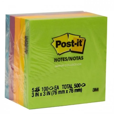CUBO POST-IT 654-5UC JAIPUR 3X3 7.6X7.6 CM C/5 100H PAQ 81740