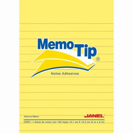 BLOCK MEMOTIP JANEL 58R RAYADO AMARILLO 10.1*15.2CM 81735