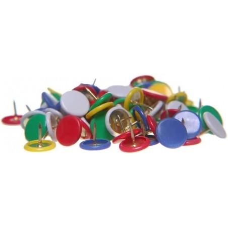 TACHUELAS BARRILITO CABEZA DE PLASTICO COLORES SURTID C/100