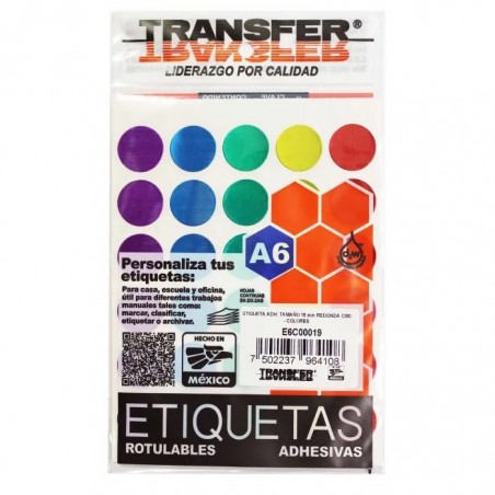 ETIQUETA SELLO 19MM TRANSFER COLORES C/90 66692
