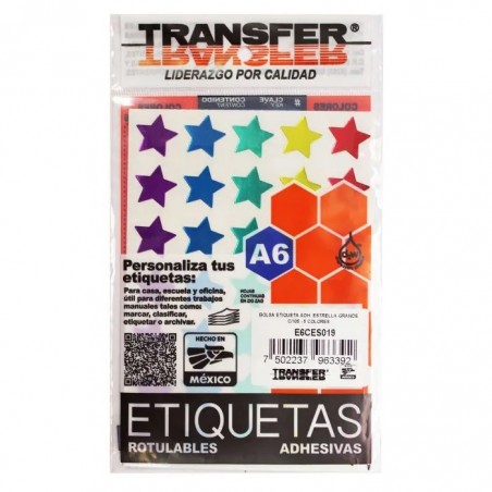 ETIQUETA ESTRELLA TRANSFER GDE C/105 COLS. MET. 57886
