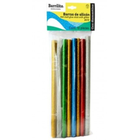 BARRAS DE SILICON BARRILITO 7MM COLORES SURTIDOS BOLSA C/12