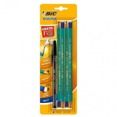 LAPIZ DE GRAFITO 2 BIC EVOLUTION VERDE C/4 16539