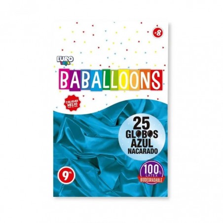 GLOBO REDONDO EURO BALLONS NUM.9 C/25 METALICO AZUL 148132