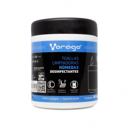TOALLAS HUMEDOS DESINFECTANTES VORAGO BOT CON 30 PZS CLN-107