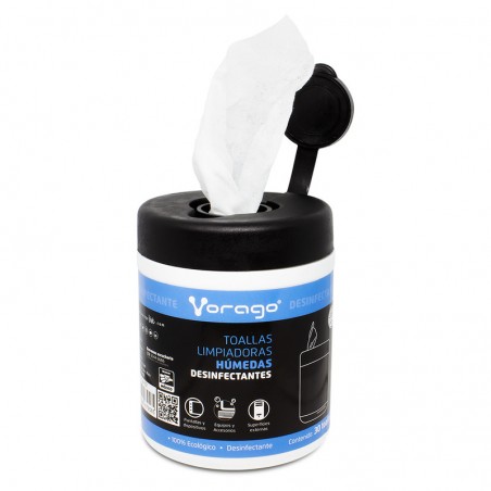 TOALLAS HUMEDOS DESINFECTANTES VORAGO BOT CON 30 PZS CLN-107