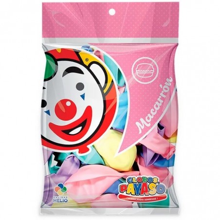 GLOBO REDONDO PAYASO NUM.9 C/25 SURT. MACARRON 148111