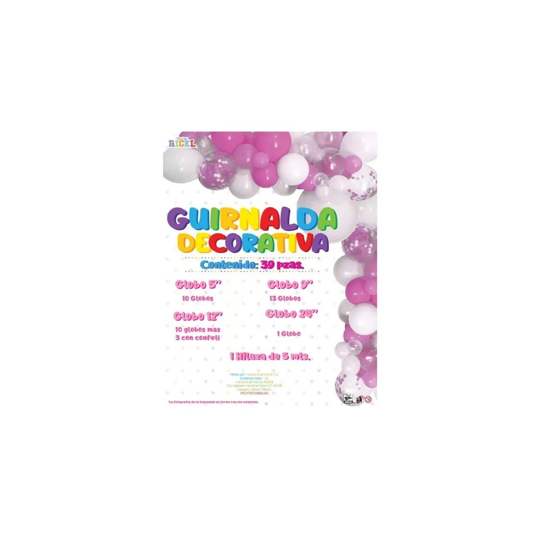 KIT GLOBO RICEL GIRNALDA ROSA 148137