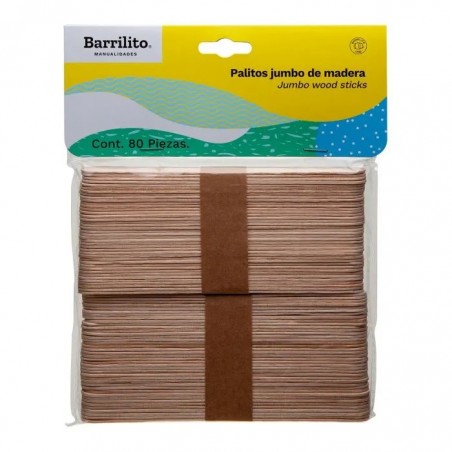 BOLSA PALITOS MADERA 15X1.8CM PLANOS BARRIL W004 JUMBO C/80P 113419