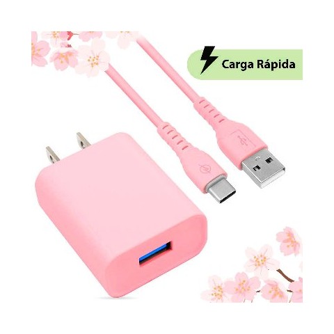 10.5W CARGADOR BROBOTIX TIPO C COMBO CARGA RAPIDA USB ROSA