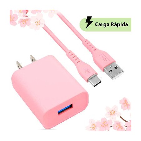 10.5W CARGADOR BROBOTIX TIPO C COMBO CARGA RAPIDA USB ROSA